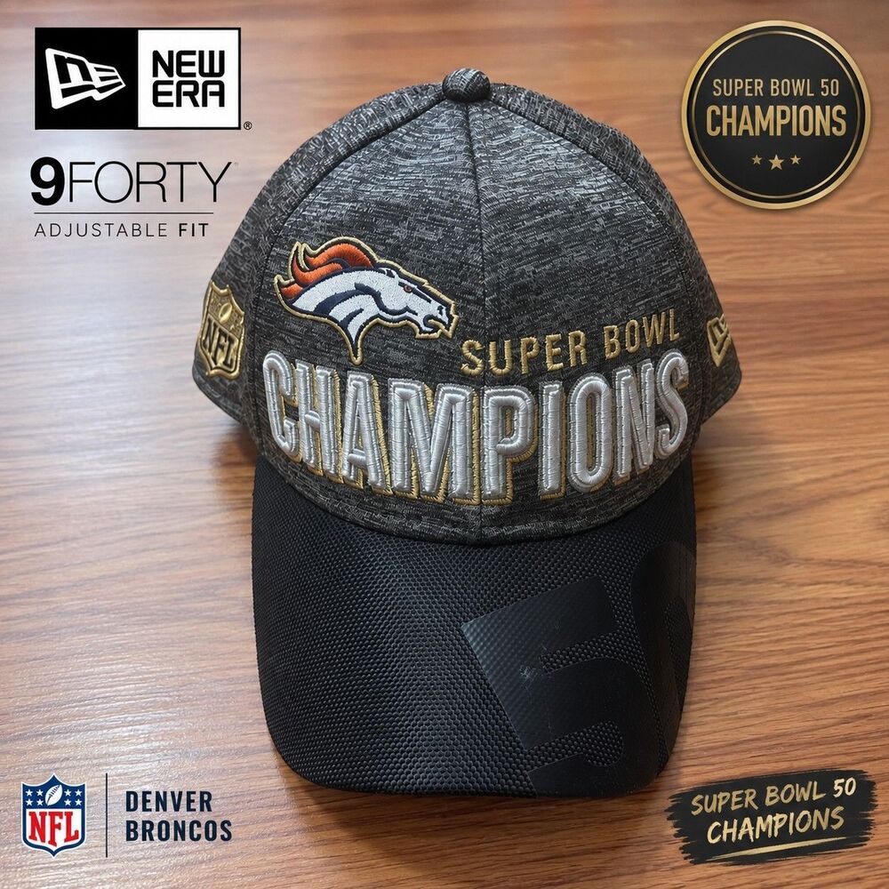 New Era Denver Broncos Super Bowl 50 Champions 9FORTY Hat Gray Black NFL